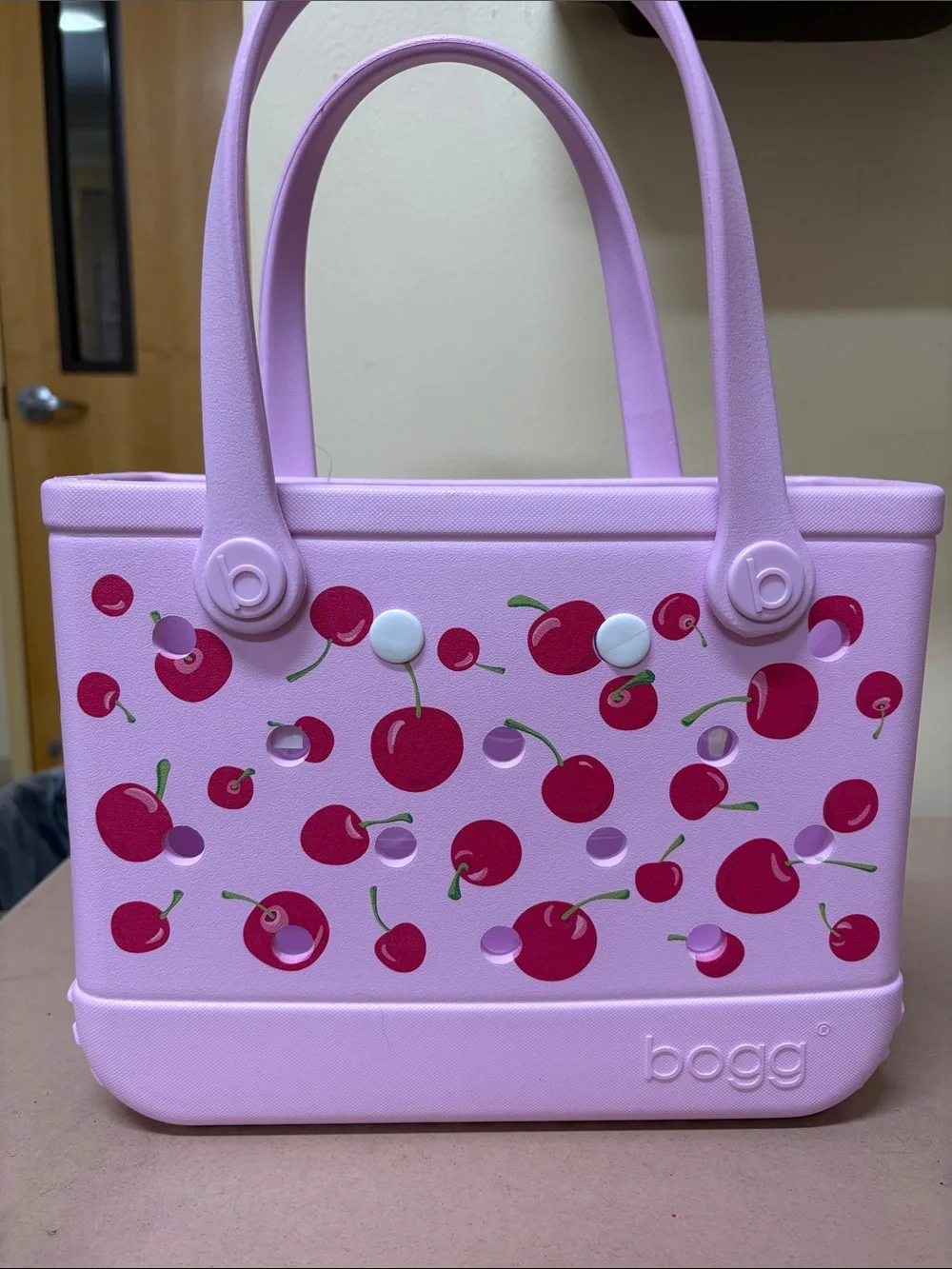 Bogg Bag Bitty Bogg Cherry Print Pink Mini Tote Beach Bag NWT